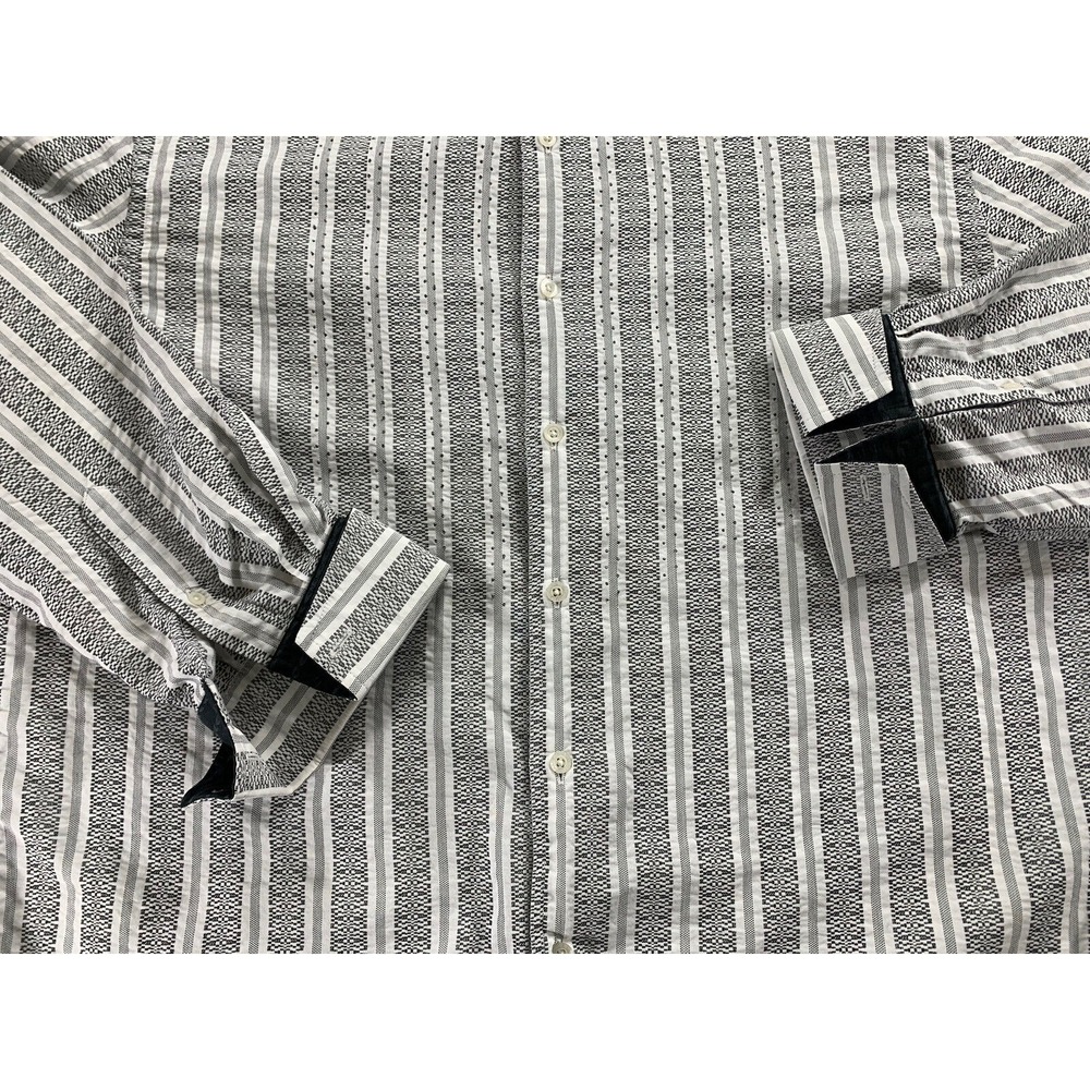 Robert Graham Shirt Men 2XL Silk French Flip Cuff Textured Long Sleeve Button Up - Picture 4 of 10